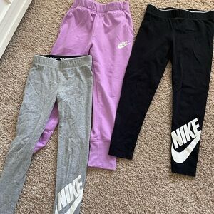 Nike Kids' Leggings Set - Black, Gray, and Purple